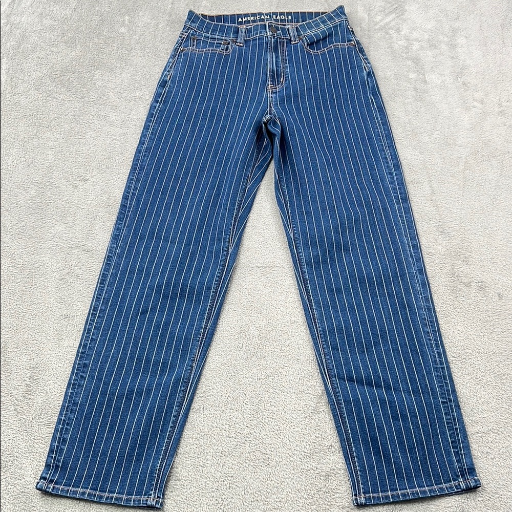 American Eagle‎ 4, 27 Stretch Blue Striped Denim Jeans